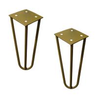 Kit 2 Pés de Metal 15 CM Hairpin Legs Mesas de Centro Puffs Dourado G41