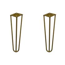 Kit 2 Pés de Metal 25 CM Hairpin Legs Rack e Puffs Dourado G41