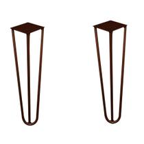 Kit 2 Pés de Metal 30 CM Hairpin Legs Mesa de Canto Rack e Puffs Bronze G41
