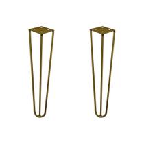 Kit 2 Pés de Metal 30 CM Hairpin Legs Mesa de Canto Rack e Puffs Dourado G41