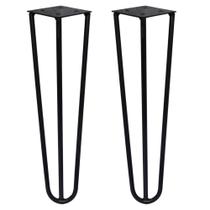 Kit 2 Pés de Metal 30 CM Hairpin Legs Mesa de Canto Rack e Puffs Preto G41