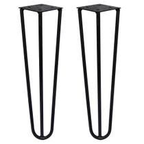 Kit 2 Pés de Metal 30 CM Hairpin Legs Mesa de Canto Rack e Puffs Preto G41