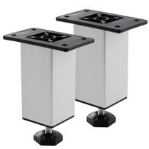 Kit 2 Pés Para Móveis 10cm Regulagem De Altura Em Alumínio Com Instalação Parafuso Para Mesa Puffs Sofá Bancadas