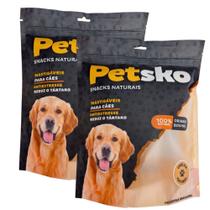 Kit 2 Petiscos Mastigáveis para Cães Petsko Orelha Branqueada Desidratada com 2 Unidades