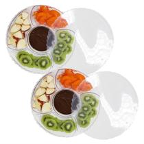Kit 2 Petisqueira Acrílico Tampa Acetato Petisco Doce Fondue