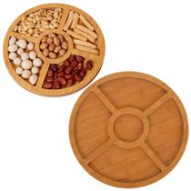 Kit 2 Petisqueira Redonda 19,5 e 29cm Com 5 Divisórias MDF