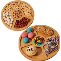 Kit 2 Petisqueiras Com 5 divisórias Redondas 19,5 cm MDF