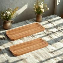 Kit 2 Petisqueiras de Bambu Retangular Wellmix - 26 x 10 cm