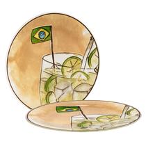 Kit 2 petisqueiras de vidro caipirinha bandeira prato 18 cm