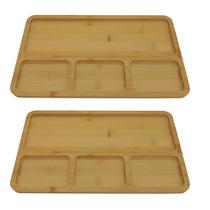 Kit 2 Petisqueiras Retangular Bambu 33cm Class Home