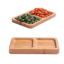 Kit 2 Petisqueiras Retangulares Com 2 Divisórias De Bambu