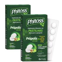 Kit 2 phitoss pastilhas mastigaveis gengibre, menta e limao c/ 15 pastilhas cada