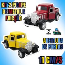 Kit 2 Picapes Antigas de Metal 11cm Fricção e Portas que Abrem Cores Sortidas