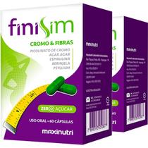 Kit 2 Picolinato de Cromo Agar Agar Espirulina Berinjela Psyllium Finisim 60 cápsulas Maxinutri