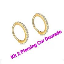 Kit 2 Piercing Nariz Cartilagem Argola Cravejado Strass 8 mm