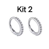 Kit 2 Piercing Nariz Cartilagem Argola Cravejado Strass 8mm/10mm Kit 2 Piercing Nariz Cartilagem Argola Cravejado Strass 8mm/10mm