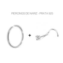 Kit 2 Piercings de Nariz Prata 925 Argola 6mm Nostril