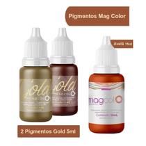 Kit 2 Pigmentos Mag Color Gold Castanho 5ml + 1 Avelã 15ml