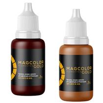 Kit 2 Pigmentos Micropigmentação Mag Color Gold Castanho 5ml