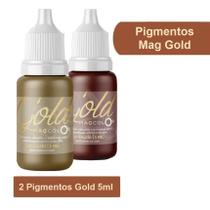 Kit 2 Pigmentos Micropigmentação Mag Color Gold Castanho 5ml