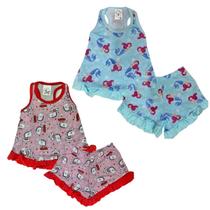 Kit 2 Pijama Baby Doll Menina 100% Algodão Confortável Verão Kit 2 Pijama Baby Doll Menina 100% Algodão Confortável Verão