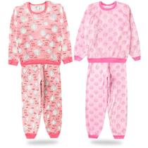 Kit 2 Pijama Blusa E Calça De Frio Inverno Quentinho Conjuntos Infantil e Juvenil Menina Peludo