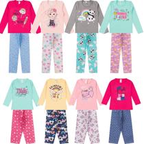 Kit 2 Pijama De Inverno Infantil Manga Longa Menina Algodão