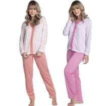 KIT 2 Pijama Estampado Amamentação Longo Vekyo Roupa Dormir Pós Parto Botão Linha Noite Inverno KIT 2 Pijama Estampado Amamentação Longo Vekyo Roupa Dormir Pós Parto Botão Linha Noite Inverno