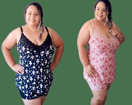 Kit 2 Pijama Feminino Plus Size Alça Baby Doll Regata Plus Size