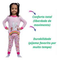 Kit 2 Pijama Infantil Comprido Menina Algodão Manga Longa
