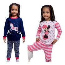 Kit 2 Pijama Infantil Comprido Menina Algodão Manga Longa