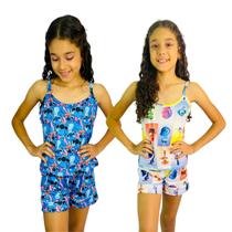 Kit 2 Pijama Infantil Feminino Para Criança Roupa De Dormir Personagens Stitch