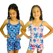 Kit 2 Pijama Infantil Feminino Para Criança Roupa De Dormir Stitch Kit 2 Pijama Infantil Feminino Para Criança Roupa De Dormir Stitch