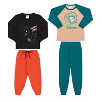 Kit 2 Pijama Infantil Flanelado Quentinho Masculino Feminino
