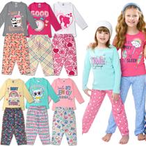 Kit 2 Pijama Infantil Menina Conjunto Longo Comprido Feminino Pijamas Infantis Manga Longa Algodão Juvenil Fechado Kids