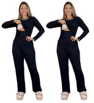 Kit 2 Pijama Inverno Longo Amamentação Premium Feminino Maternidade Gestante Pos Parto - Amolini