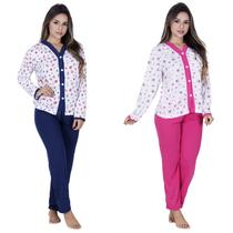 Kit 2 Pijama Longo Amamentação botão Idoso Pós Cirurgia Pós Parto Kit 2 Pijama Longo Amamentação botão Idoso Pós Cirurgia Pós Parto