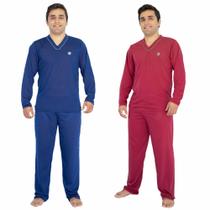 Kit 2 Pijama Longo Masculino Adulto Manga Longa Inverno