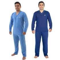 Kit 2 Pijama Longo Masculino Adulto Manga Longa Inverno Kit 2 Pijama Longo Masculino Adulto Manga Longa Inverno