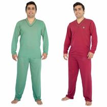 Kit 2 Pijama Longo Masculino Adulto Manga Longa Inverno