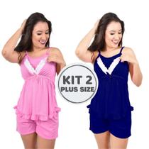 KIT 2 - Pijama Plus Size Feminino Amamentação Abertura Nos Seios