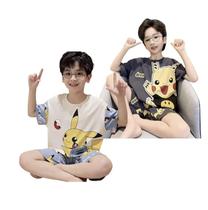Kit 2 Pijama Poliester Juvenil Menino Pikachu Manga Curta Festa