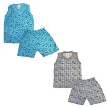 Kit 2 Pijama Regata Menino Malha 100% Algodão Estampado