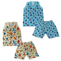 Kit 2 Pijama Regata Menino Malha 100% Algodão Estampado