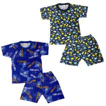 Kit 2 Pijama Regata Menino Verão Algodão Sortido Estampado