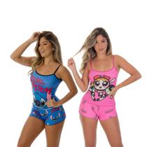 Kit 2 Pijama Short Doll Personagem Frimodas Adulto