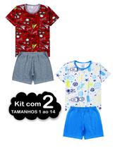 Kit 2 Pijama Verão Juvenil 1 ao 14 Algodão Masculino - MANGA CURTA