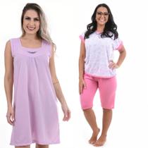 Kit 2 Pijamas Camisola e Pescador Confortável