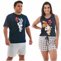 Kit 2 Pijamas Casal Verão Malha Premium Kit 2 Pijamas Casal Verão Malha Premium