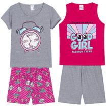 Kit 2 Pijamas Curto Verão Estampado Menina Infantil Sortido